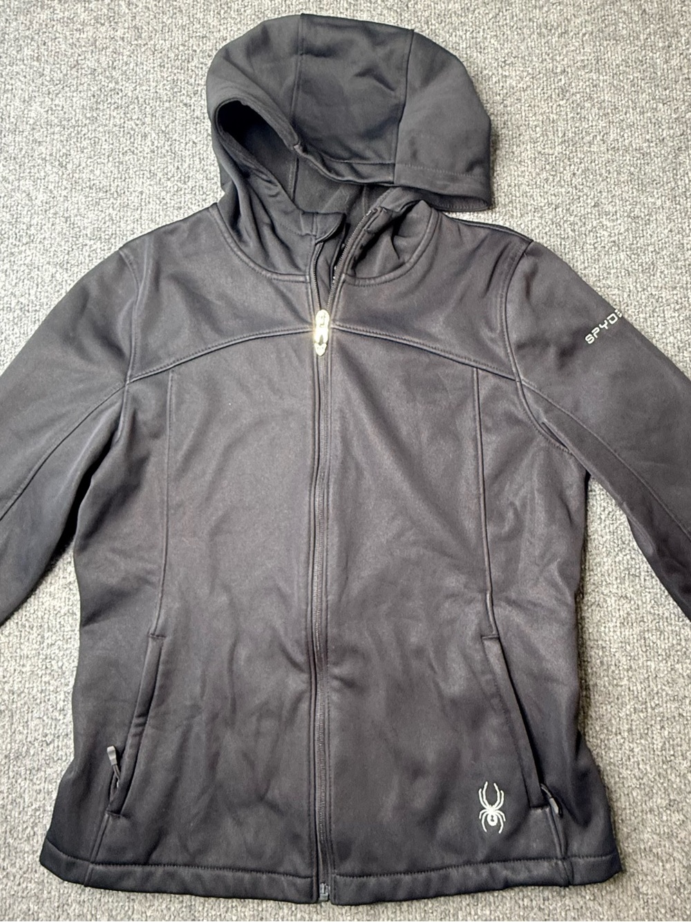 Spyder Women’s Black Hooded Softshell Jacket with Logo